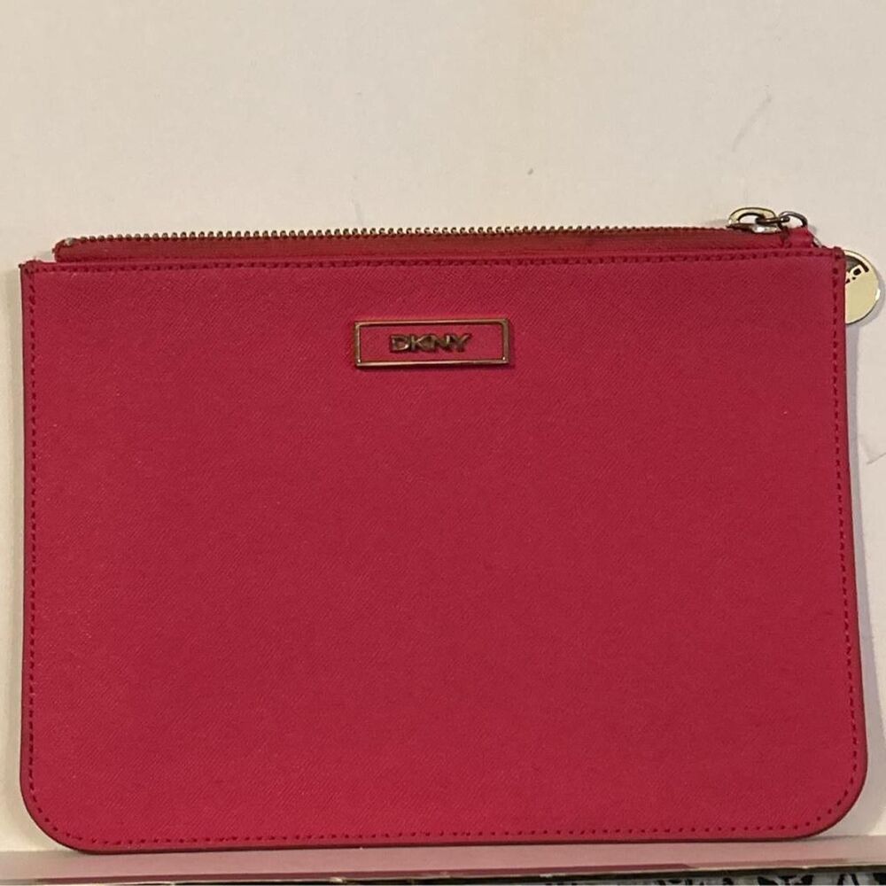 DkNY Women's Dark Pink Clutch Wallet Makeup Bag